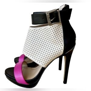 Juicy Couture Atarah Ice Strapped
Stiletto Heels Size 8.5 Cream Pink Bla